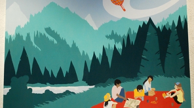 Collis Cafe picnic mural