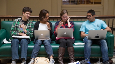 Students in Baker Library