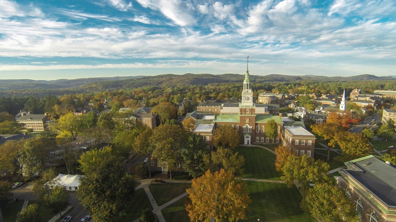 autumn aerial view of campus