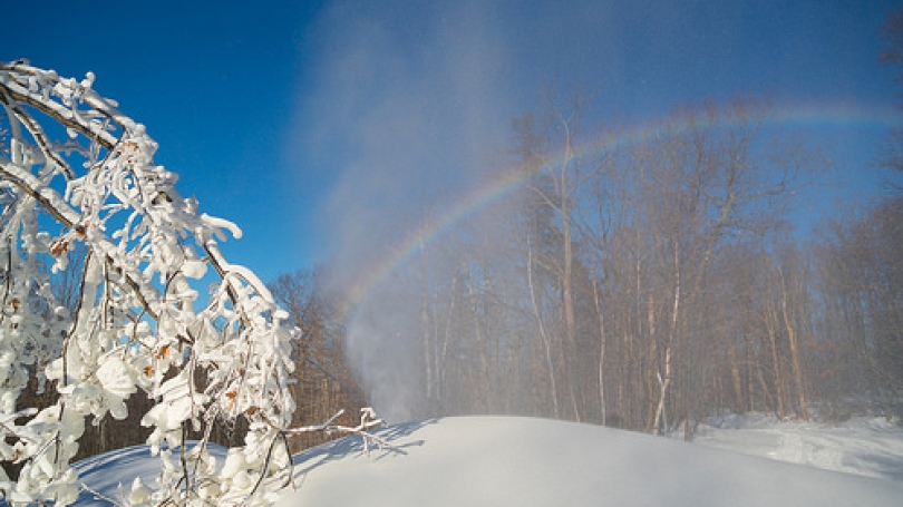 rainbow over snow